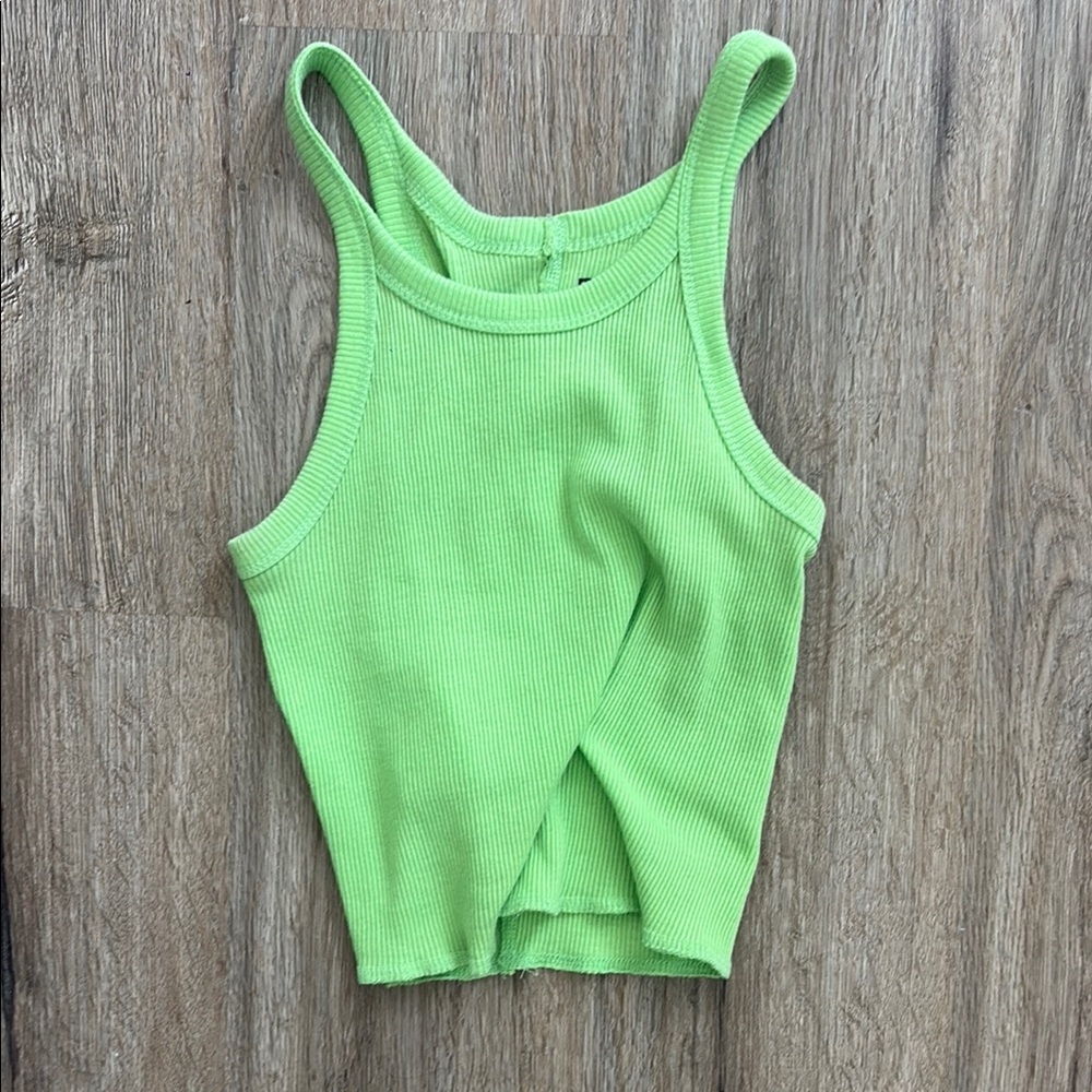 Lime Green Ribbed Tank Top
